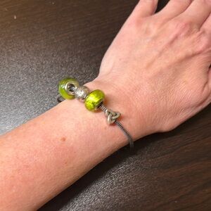 Green and Silver Beaded Bracelet